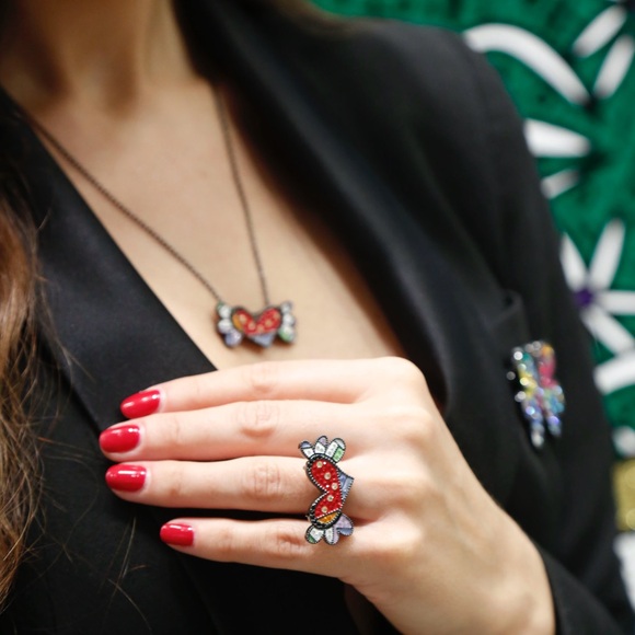 Romero Britto Swarovski Heart Ring/Necklace NWT - Picture 8 of 9